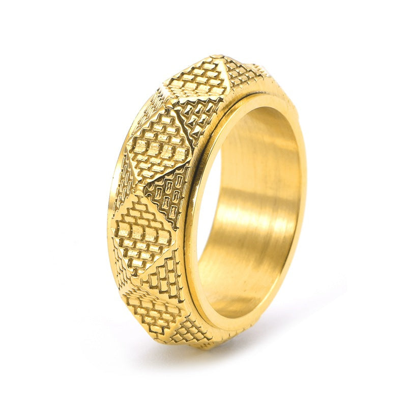 HNJ Jewels Vintage Tungsten Carbide Pyramid Men's Wide Wedding Band