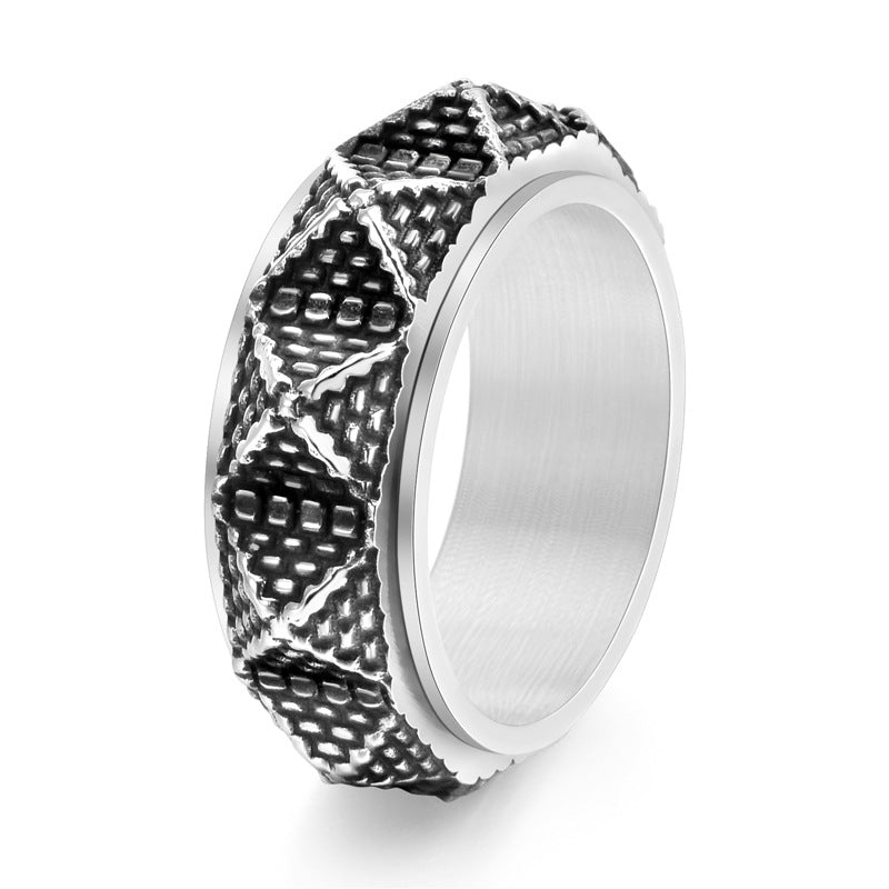 HNJ Jewels Vintage Tungsten Carbide Pyramid Men's Wide Wedding Band