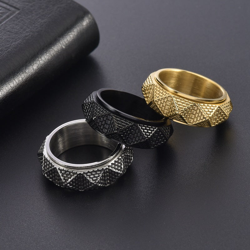 HNJ Jewels Vintage Tungsten Carbide Pyramid Men's Wide Wedding Band