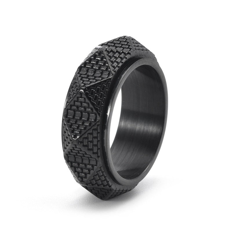 HNJ Jewels Vintage Tungsten Carbide Pyramid Men's Wide Wedding Band