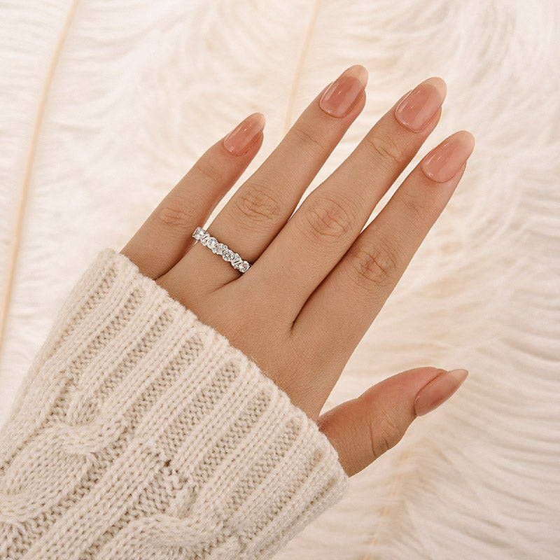 HNJ Jewels Yellow Gold Round Cut & Emerald Cut Wedding Band In Sterling Silver