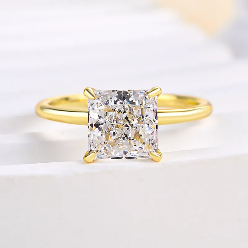 HNJ Jewels Square Princess Cut Engagement Ring for Women In Sterling Silver