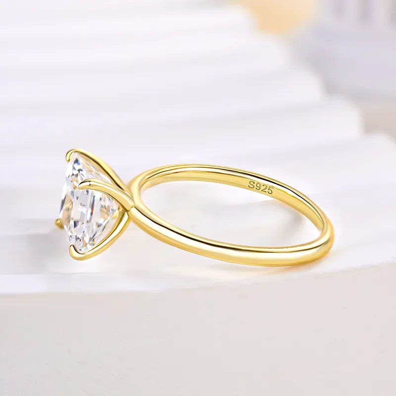 HNJ Jewels Square Princess Cut Engagement Ring for Women In Sterling Silver
