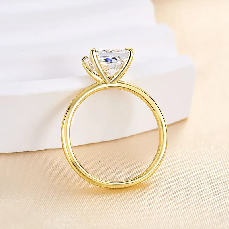 HNJ Jewels Square Princess Cut Engagement Ring for Women In Sterling Silver