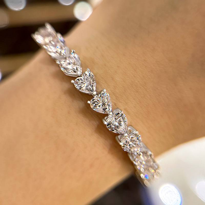 HNJ Jewels Stunning Heart Cut Bracelet for Women In White Gold