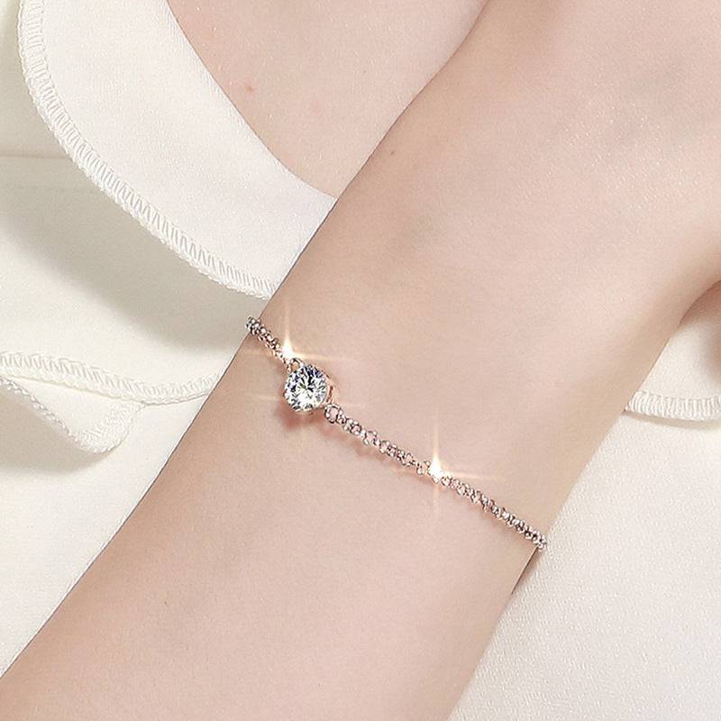 HNJ Jewels Moissanite Classic 6 Prongs Round Cut Bracelet