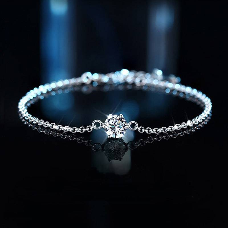 HNJ Jewels Moissanite Classic 6 Prongs Round Cut Bracelet