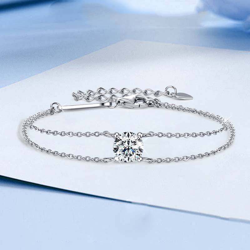 HNJ Jewels Moissanite Excellent 4 Prongs Round Cut Bracelet