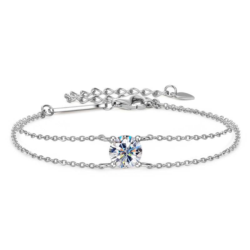 HNJ Jewels Moissanite Excellent 4 Prongs Round Cut Bracelet