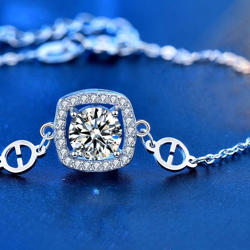 HNJ Jewels Moissanite Fashion Design Halo Round Cut Bracelet