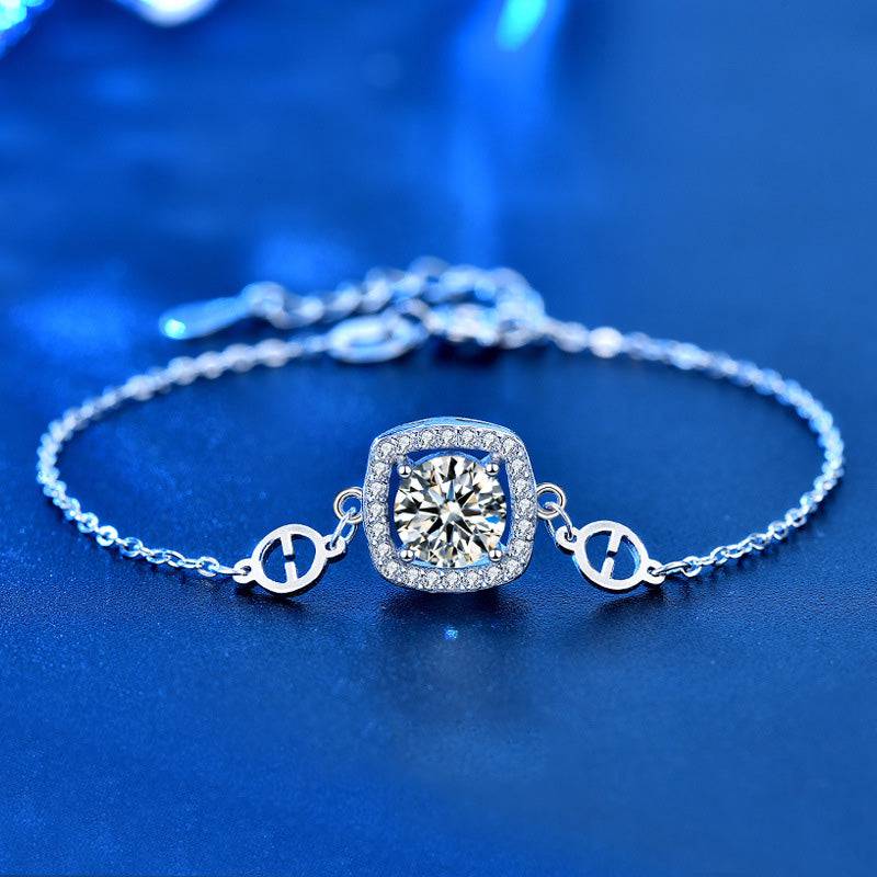 HNJ Jewels Moissanite Fashion Design Halo Round Cut Bracelet