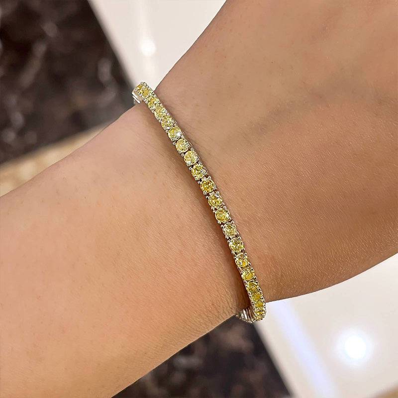 HNJ Jewels Stunning Round Cut Yellow Sapphire Tennis Bracelet For Women