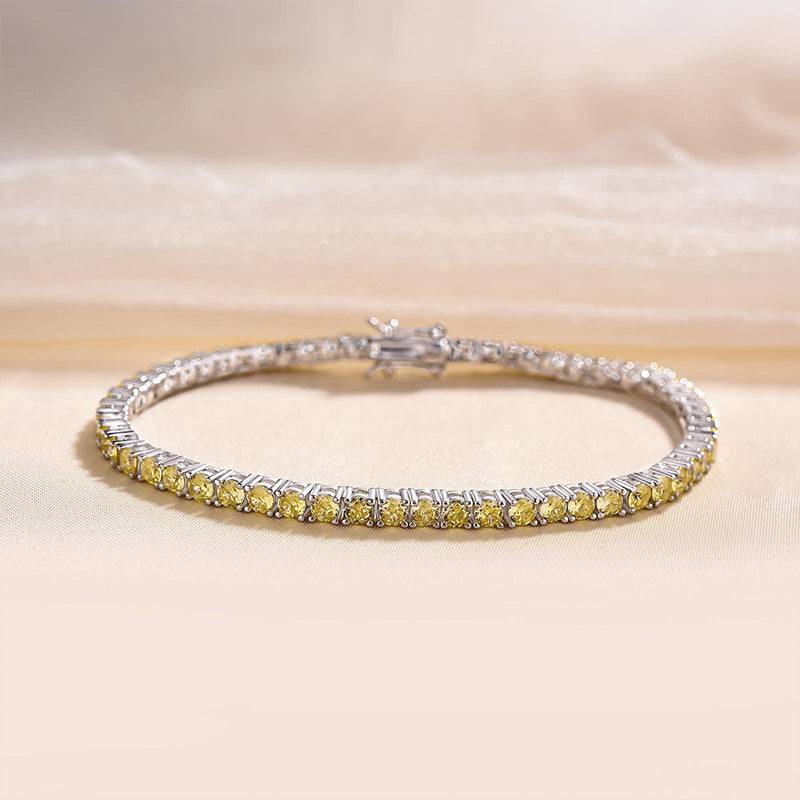 HNJ Jewels Stunning Round Cut Yellow Sapphire Tennis Bracelet For Women