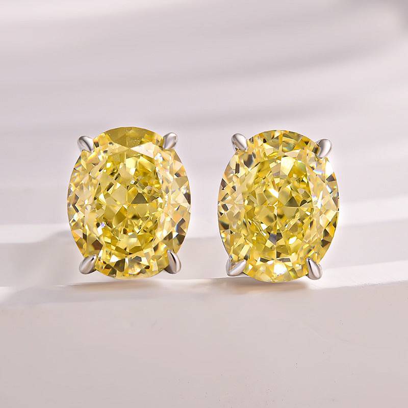 HNJ Jewels Stunning Classic Oval Cut Simulated Diamond Stud Earrings In Sterling Silver