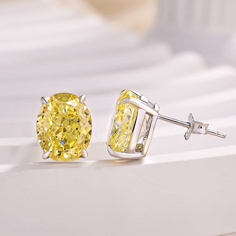 HNJ Jewels Stunning Classic Oval Cut Simulated Diamond Stud Earrings In Sterling Silver