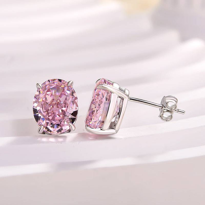 HNJ Jewels Stunning Classic Oval Cut Simulated Diamond Stud Earrings In Sterling Silver