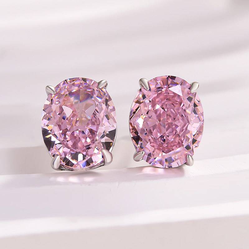 HNJ Jewels Stunning Classic Oval Cut Simulated Diamond Stud Earrings In Sterling Silver