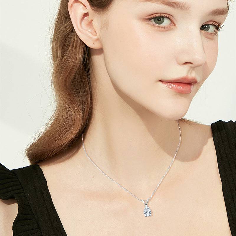 HNJ Jewels Moissanite Classic Pear Cut Pendant Necklace