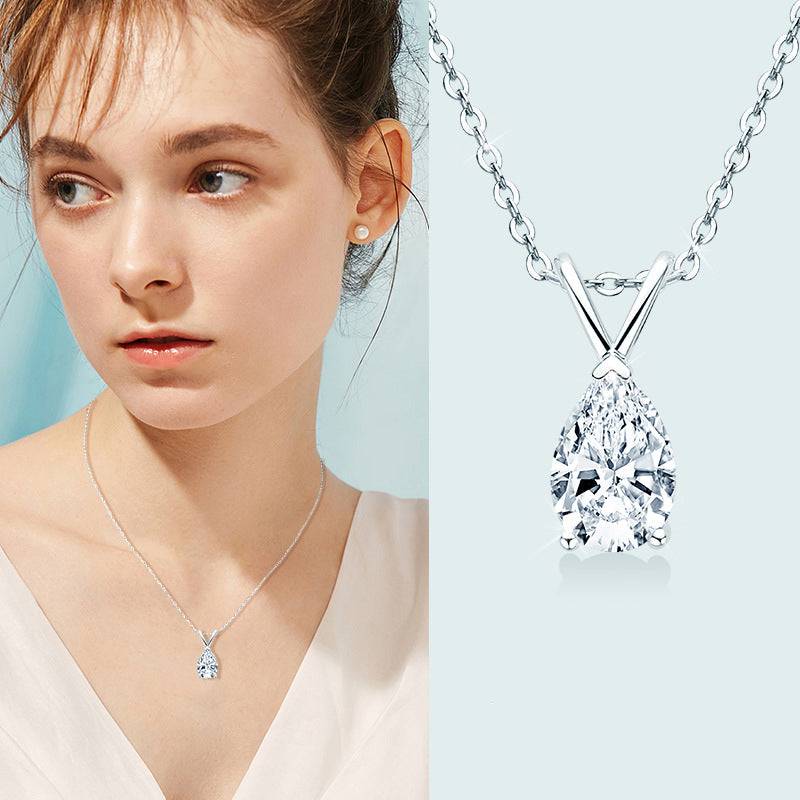 HNJ Jewels Moissanite Classic Pear Cut Pendant Necklace