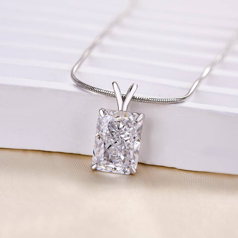 HNJ Jewels Timeless Crushed Ice Radiant Cut Pendant Necklace In Sterling Silver