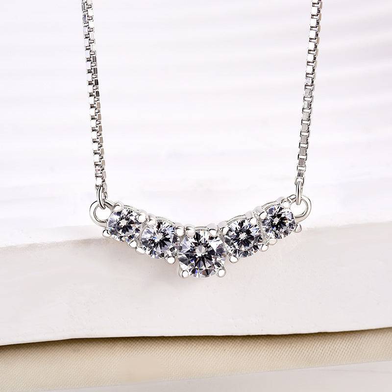HNJ Jewels Unique V-shaped Round Cut Necklace