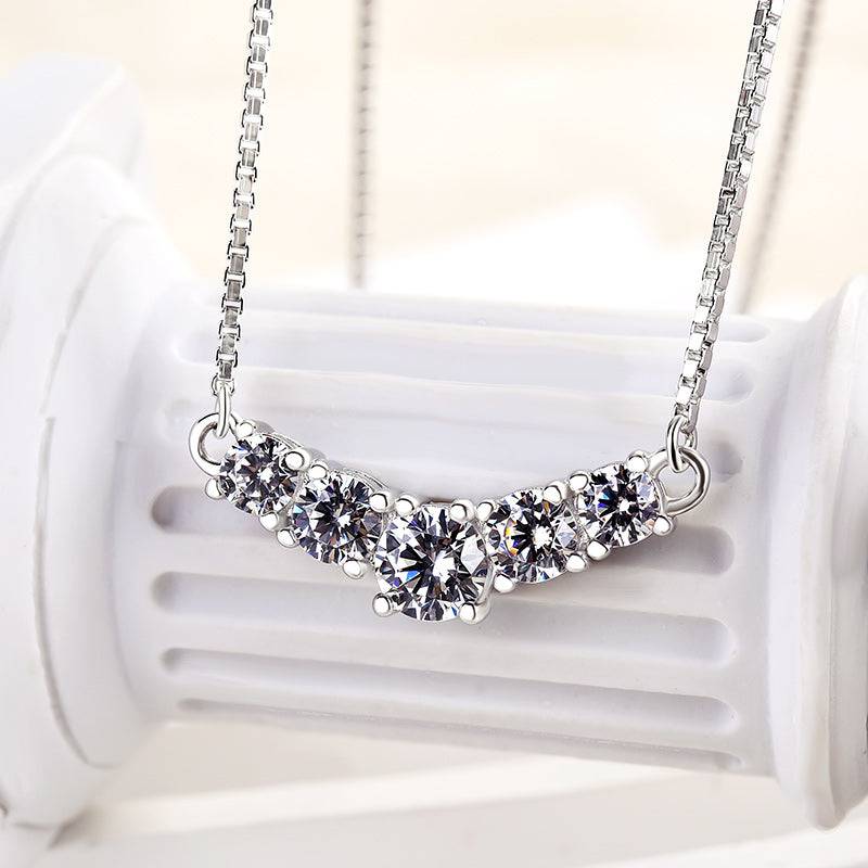 HNJ Jewels Unique V-shaped Round Cut Necklace