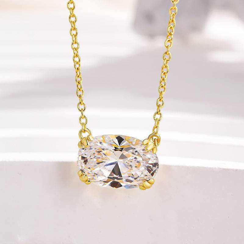 HNJ Jewels Timeless Yellow Gold Oval Cut Pendant Necklace For Women