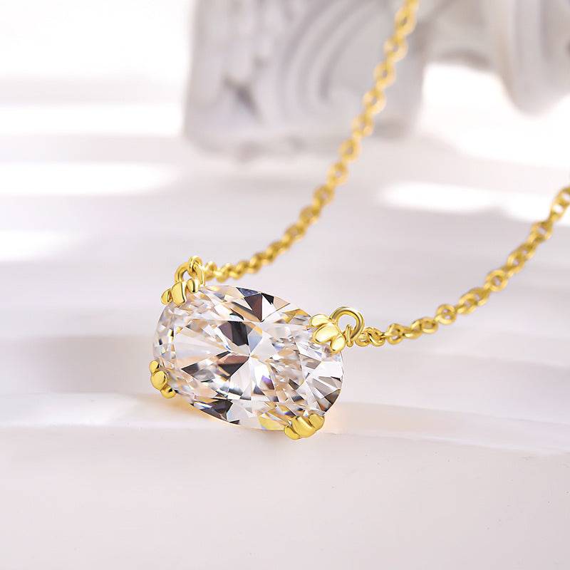 HNJ Jewels Timeless Yellow Gold Oval Cut Pendant Necklace For Women