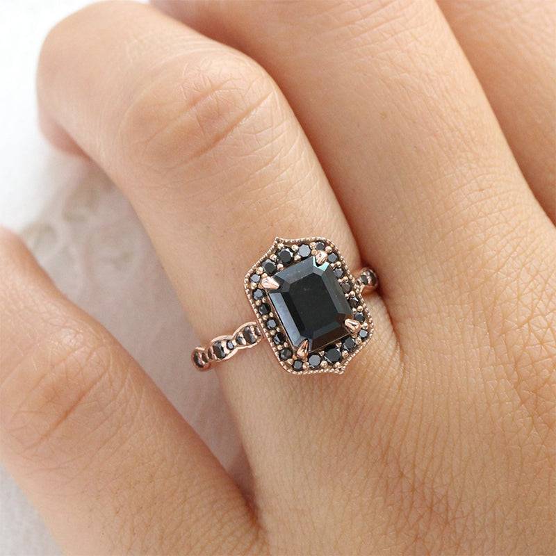HNJ Jewels Attractive Rose Gold Radiant Cut Engagement Ring