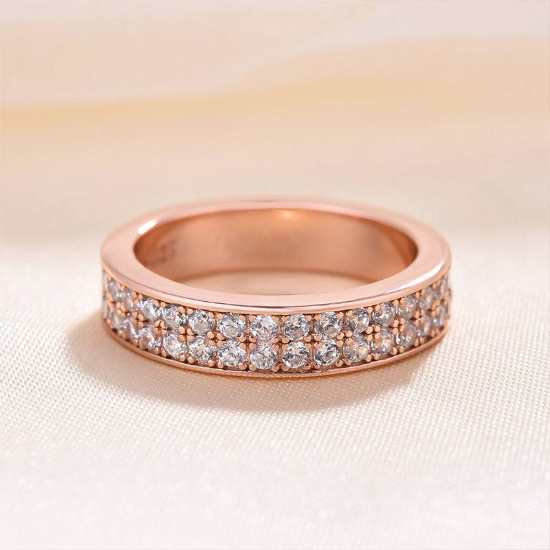 HNJ Jewels Sparkle Half Round Cut Women's Wide Wedding Band In Sterling Silver