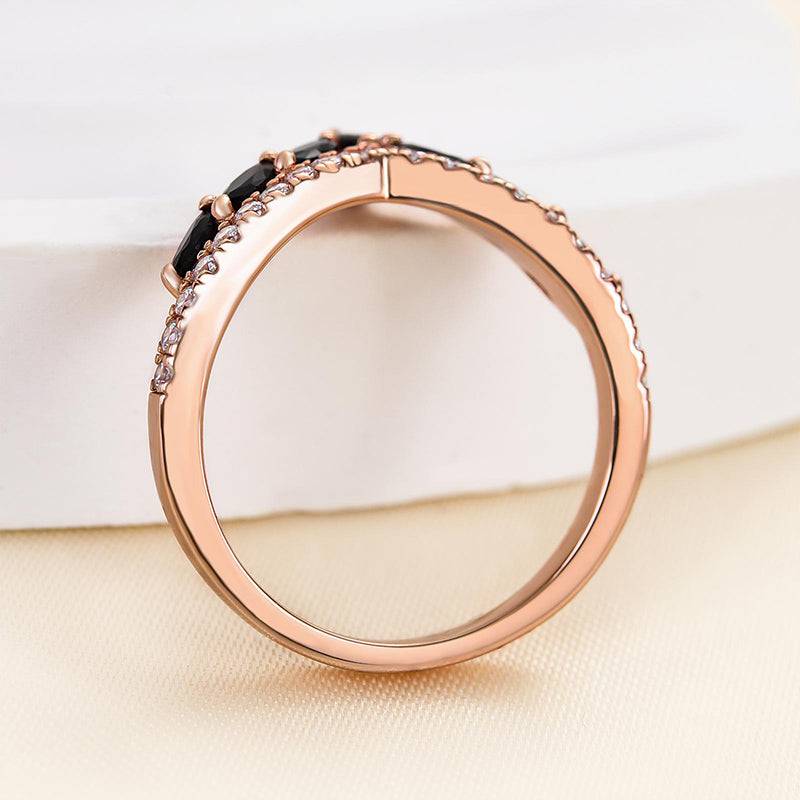 HNJ Jewels Unique Rose Gold Marquise Cut Wedding Band