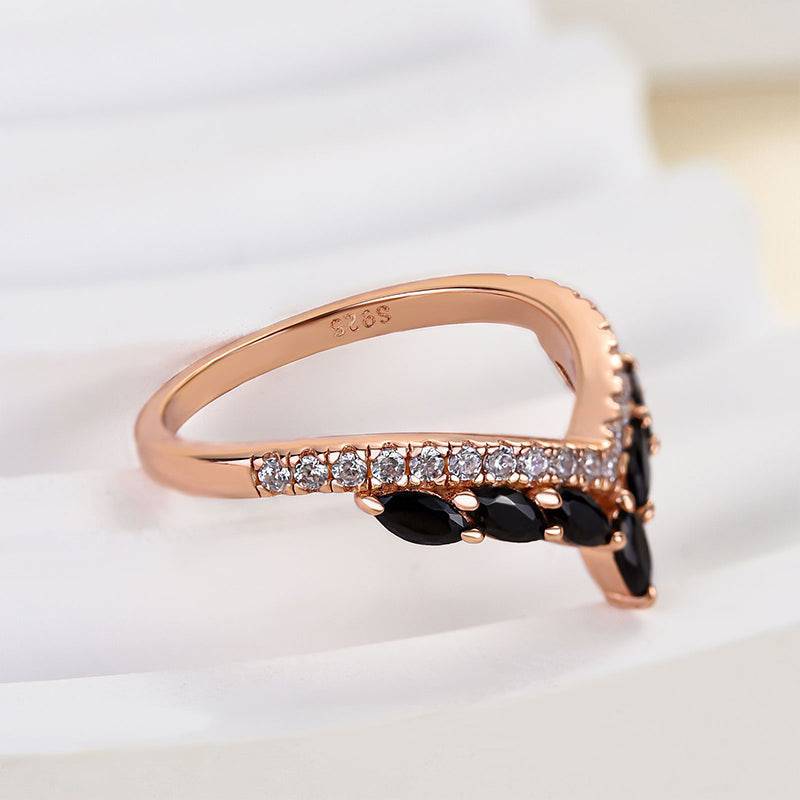 HNJ Jewels Unique Rose Gold Marquise Cut Wedding Band