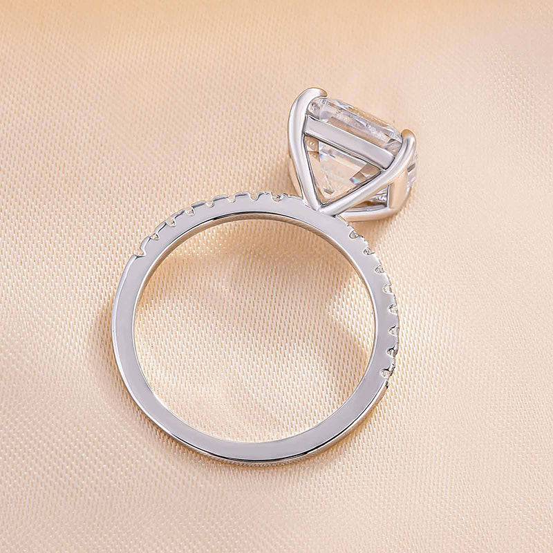 HNJ Jewels Elegant Asscher Cut Women's Engagement Ring In Sterling Silver