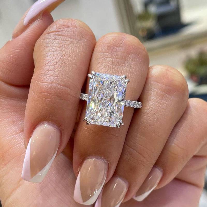 HNJ Jewels Elegant 4.5Ct Radiant Cut Engagement Ring Promise Ring For Her