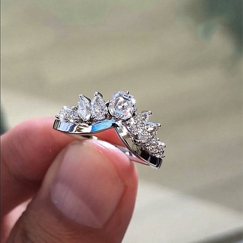 HNJ Jewels Fashion Design Asscher Cut Wedding Band