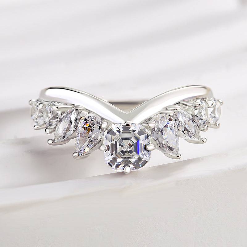 HNJ Jewels Fashion Design Asscher Cut Wedding Band