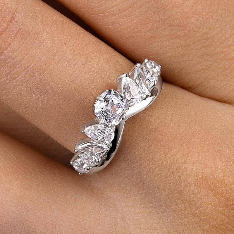 HNJ Jewels Fashion Design Asscher Cut Wedding Band