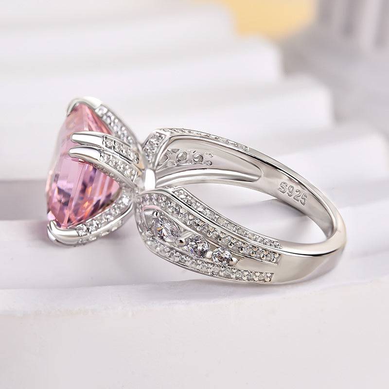 HNJ Jewels Gorgeous Asscher Cut Morganite Pink Engagement Ring