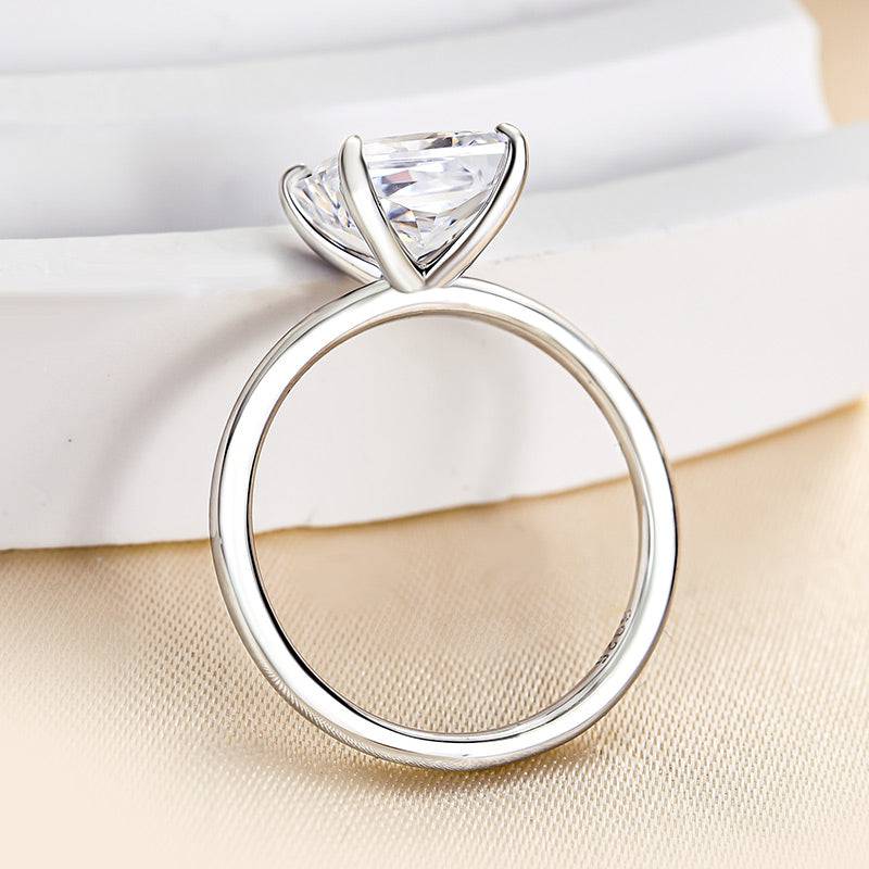 HNJ Jewels Square Princess Cut Engagement Ring for Women In Sterling Silver