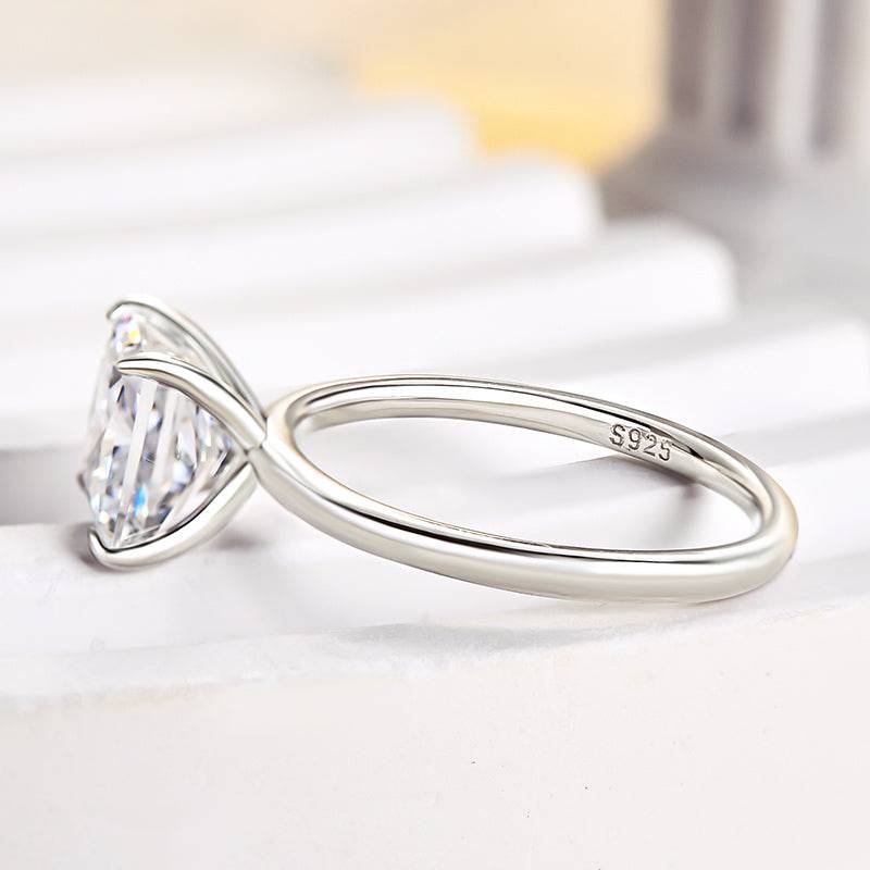 HNJ Jewels Square Princess Cut Engagement Ring for Women In Sterling Silver