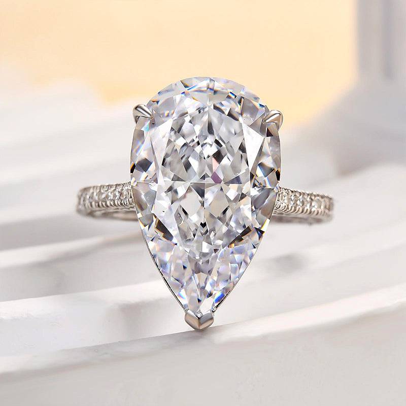 HNJ Jewels Sparkle Crushed Ice Pear Cut Engagement Ring