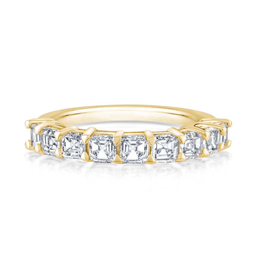 HNJ Jewels Half Eternity Asscher Cut Wedding Band for Women In Sterling Silver