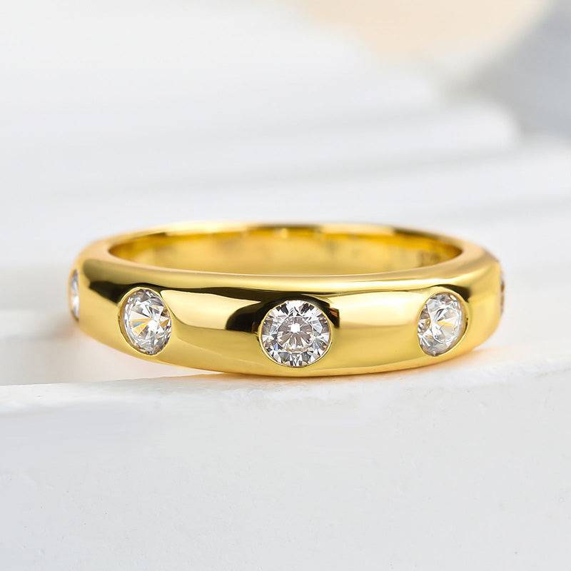 HNJ Jewels Vintage Yellow Gold Round Cut Wide Wedding Band