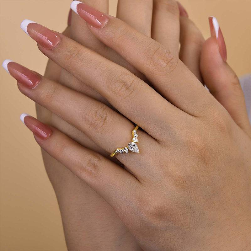 HNJ Jewels Yellow Gold Art Deco Women's Wedding Band In Sterling Silver